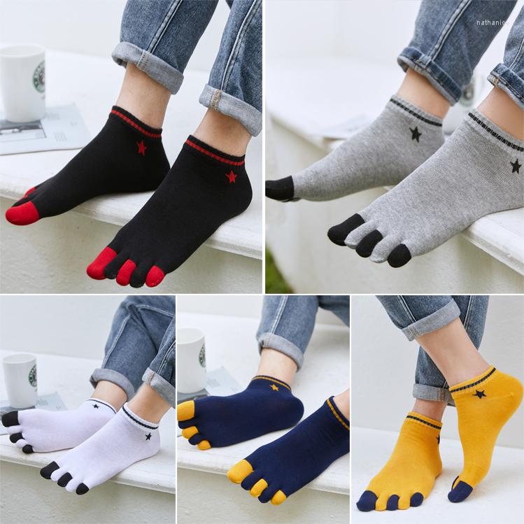 Men's Socks 5 Toe Men Combed Cotton Short Five Finger Male Boat, Picture 5 pairs