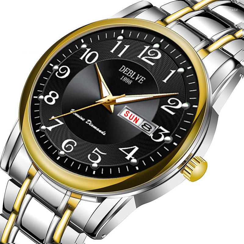 Wristwatches Luxury Mens Watches Luminous Waterproof Stainless Steel Watch Quartz Men Date Calendar Business Wristwatch Relogio Masculino, Silver gold black
Wristwatches Luxury Mens Watches Luminous Waterproof Stainless Steel Watch Quartz Men Date Calendar Business Wristwatch Relogio Masculino, Silver gold black