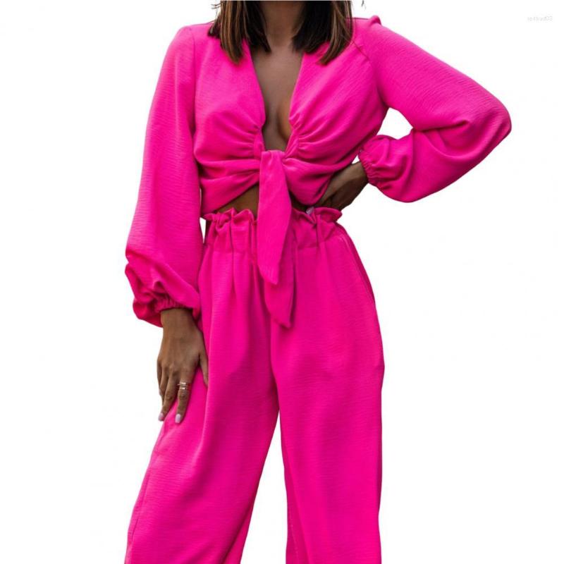 Women's Two Piece Pants 2 Pcs/Set Lady Outfit Set Deep V Neck Straps Lace Up Blouse Cardigan And Wide Leg Trousers Autumn Suit, Beige
Women's Two Piece Pants 2 Pcs/Set Lady Outfit Set Deep V Neck Straps Lace Up Blouse Cardigan And Wide Leg Trousers Autumn Suit, Beige