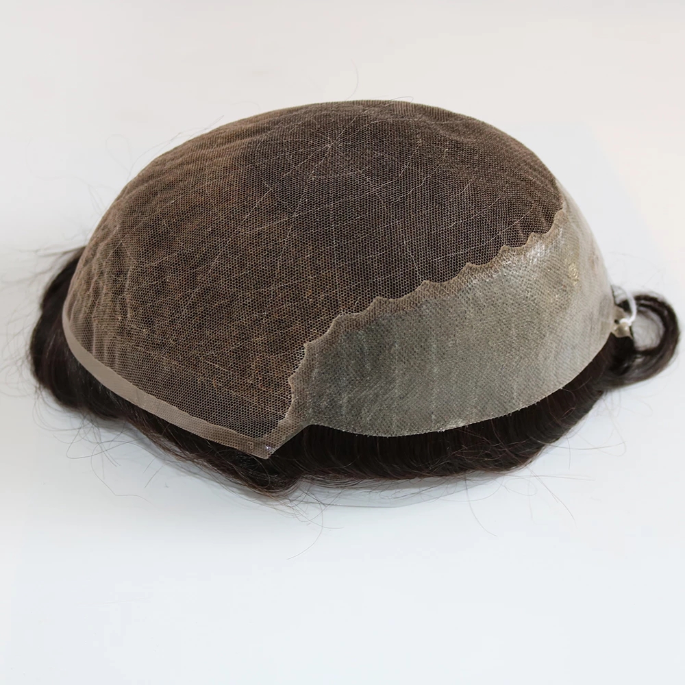 Top Hair Quality Swiss Laces Q6 Male Hair Breathable Prosthesis Natural Human Hairss Men Toupee Wig Lace & Pu Hairs Bleached Knot System Unit For Mens