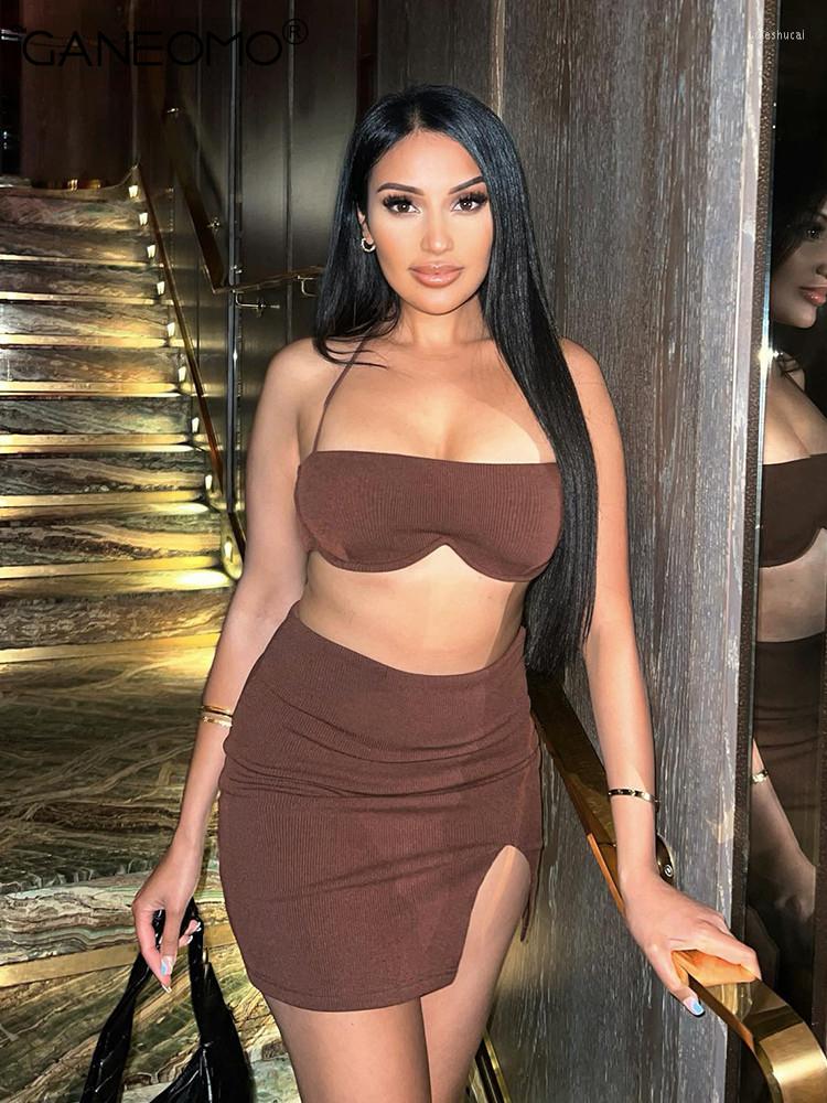 Work Dresses Halter Bandage Sleevless Backless Crop Top Slit Skirt Suit 2 Pieces Sets Women 2022 Sexy Summer Holiday Beach Party Club, Brown
Work Dresses Halter Bandage Sleevless Backless Crop Top Slit Skirt Suit 2 Pieces Sets Women 2022 Sexy Summer Holiday Beach Party Club, Brown
