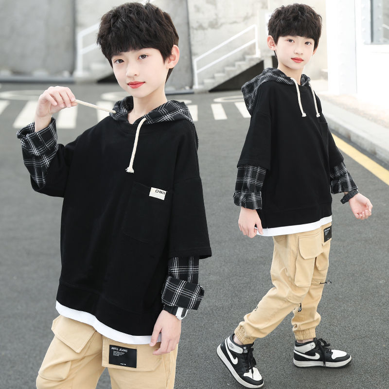 Pullover Boys Hoodies Kids 4 12 Years Children Plaid Long Sleeve Patchwork T Shirts Black Sweatshirts L221010
Pullover Boys Hoodies Kids 4 12 Years Children Plaid Long Sleeve Patchwork T Shirts Black Sweatshirts L221010