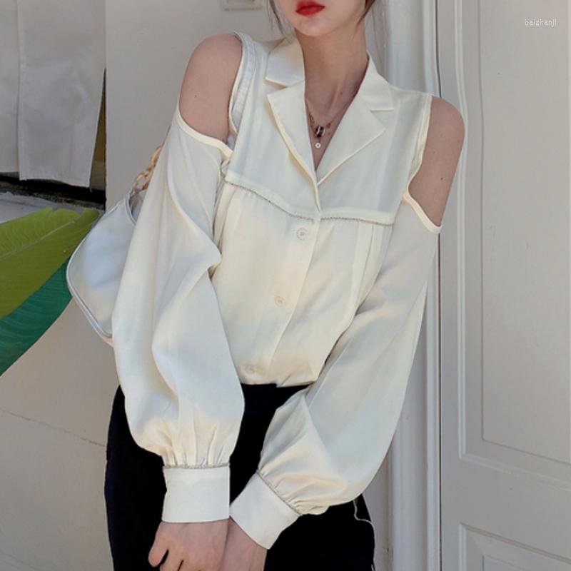Women' Blouses 2022 Autumn Fashion Design Shirt Long-sleeve Blouse Women Off-shoulder Solid Loose Button Up Tops Clothes 16918, Beige
Women' Blouses 2022 Autumn Fashion Design Shirt Long-sleeve Blouse Women Off-shoulder Solid Loose Button Up Tops Clothes 16918, Beige