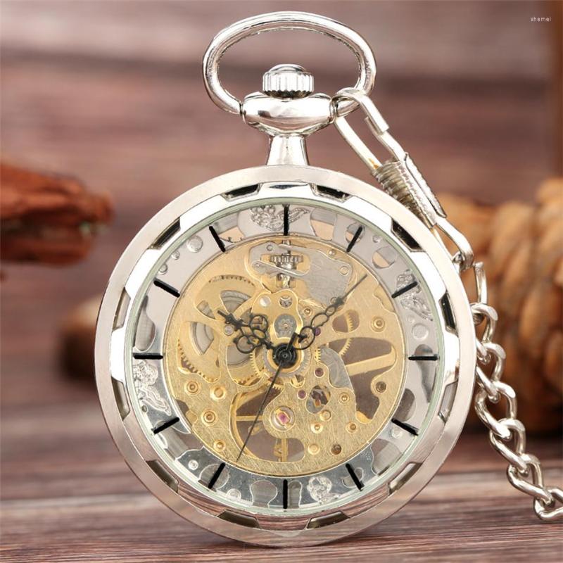 Pocket Watches Open Face Silver Skeleton Transparent Mechanical Watch Hand-Winding Pendant Antique Clock Golden Manual Mechanism Display
Pocket Watches Open Face Silver Skeleton Transparent Mechanical Watch Hand-Winding Pendant Antique Clock Golden Manual Mechanism Display