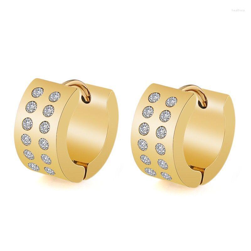 Hoop Earrings Wholesale Jewelry -- Titanium Steel Inlay 2 Line Zircon For Women Men Gold / White
Hoop Earrings Wholesale Jewelry -- Titanium Steel Inlay 2 Line Zircon For Women Men Gold / White