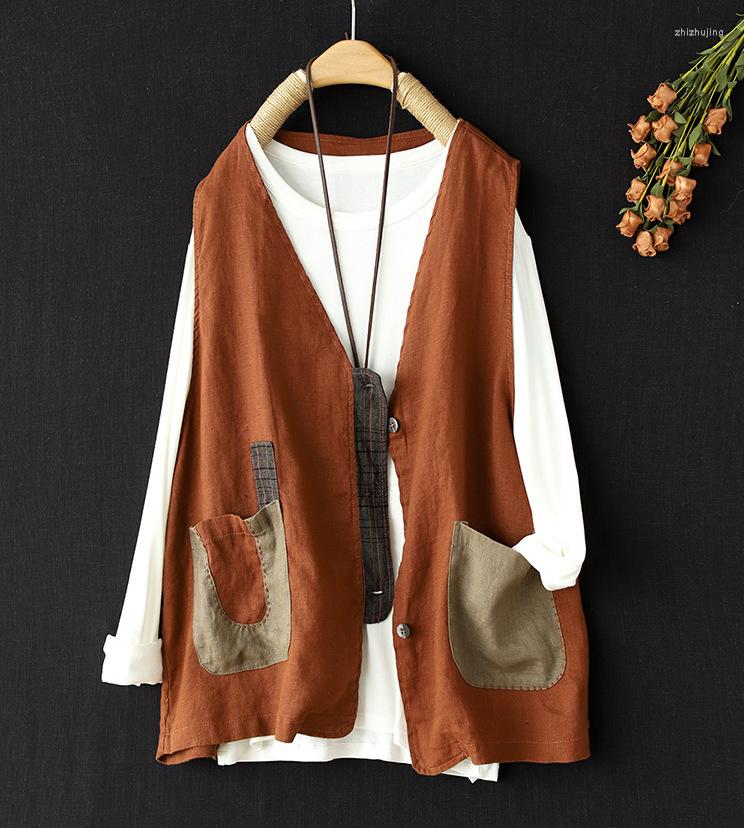 Women's Vests 22 Women Linen Spring Vintage Patchwork Pockets V-Neck Collar Single-Breasted Female Tide Tops Wild Fashion, Black
Women's Vests 22 Women Linen Spring Vintage Patchwork Pockets V-Neck Collar Single-Breasted Female Tide Tops Wild Fashion, Black
