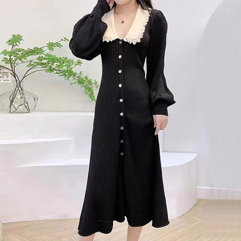 Casual Dresses Woman Black Puff Sleeve Knit Dress Long Letter Buttons Elegant Evening Grand Festive Party Maxi, Dr20448
Casual Dresses Woman Black Puff Sleeve Knit Dress Long Letter Buttons Elegant Evening Grand Festive Party Maxi, Dr20448