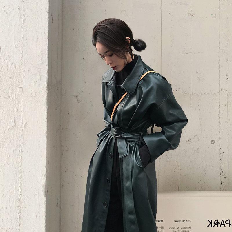 Women' Leather Cool Personality Long Ladies Loose Lace-Up PU Trench Coat Women' 2022 Spring Autumn Washed E467, Black
Women' Leather Cool Personality Long Ladies Loose Lace-Up PU Trench Coat Women' 2022 Spring Autumn Washed E467, Black