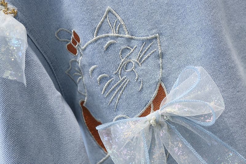 Jackets Spring Girls Coat denim jacket lace bow tie kids for girls Coats Toddler Outerwear Birthday Gift Kids cowboy 221010