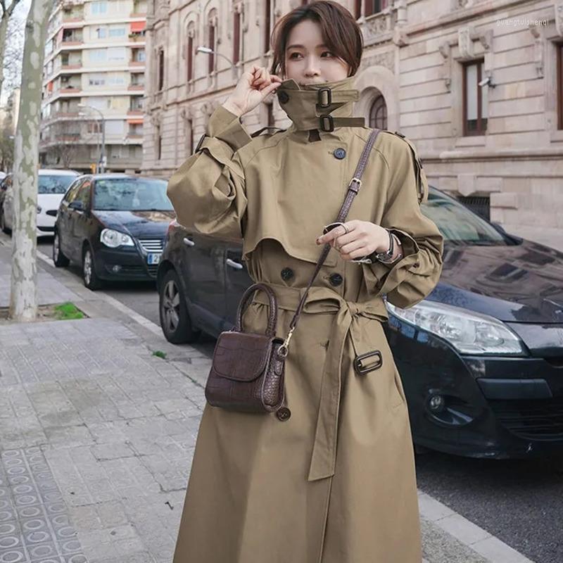 Women' Trench Coats Abrigo Mujer Spring/Autumn Women' Coat Long Overcoat With England Style Belts Double Cufflinks Chic Temperament, Khaki.
Women' Trench Coats Abrigo Mujer Spring/Autumn Women' Coat Long Overcoat With England Style Belts Double Cufflinks Chic Temperament, Khaki.