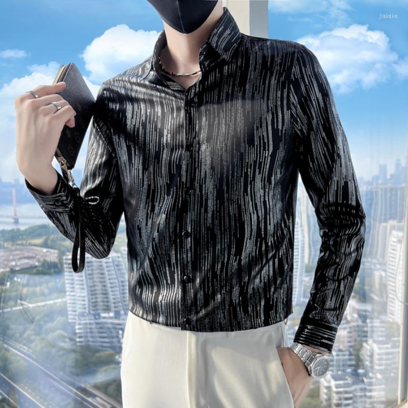 Men's Casual Shirts 2022 Trend Striped Men Long Sleeve Slim Streetwear Social Party Nightclub Tuxedo Blouse Camisa Masculina, Black
Men's Casual Shirts 2022 Trend Striped Men Long Sleeve Slim Streetwear Social Party Nightclub Tuxedo Blouse Camisa Masculina, Black