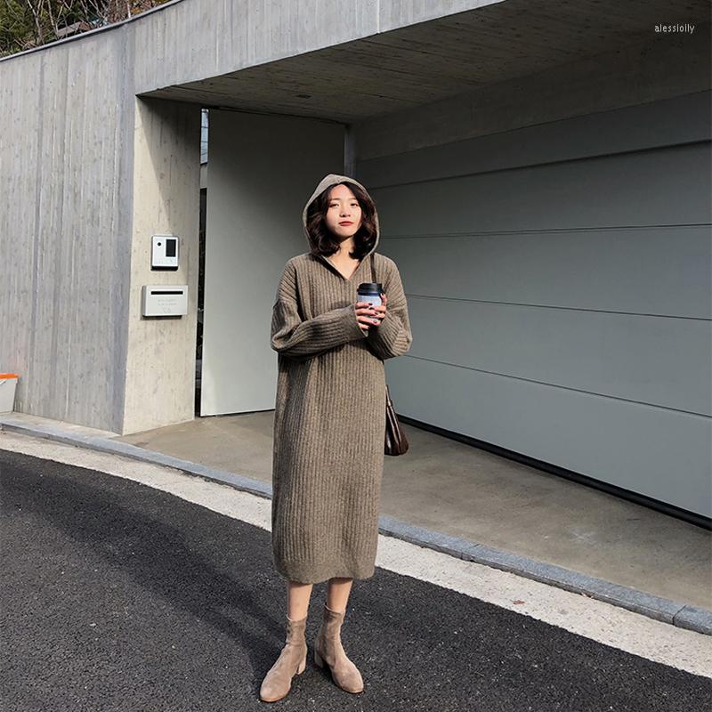 Women's Sweaters Autumn And Winter 2022 Solid Color Loose Fashion Hooded Knitted Long Skirt Pullover Knee Length Women's Sweater Dress, Black
Women's Sweaters Autumn And Winter 2022 Solid Color Loose Fashion Hooded Knitted Long Skirt Pullover Knee Length Women's Sweater Dress, Black