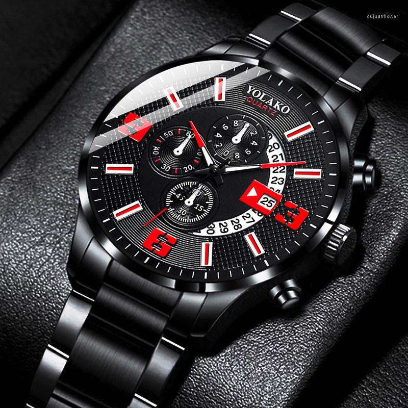 Wristwatches Mens Fashion Business Watches Men Casual Stainless Steel Quartz Watch Man Calendar Clock Relogio Masculino, Black orange 
Wristwatches Mens Fashion Business Watches Men Casual Stainless Steel Quartz Watch Man Calendar Clock Relogio Masculino, Black orange