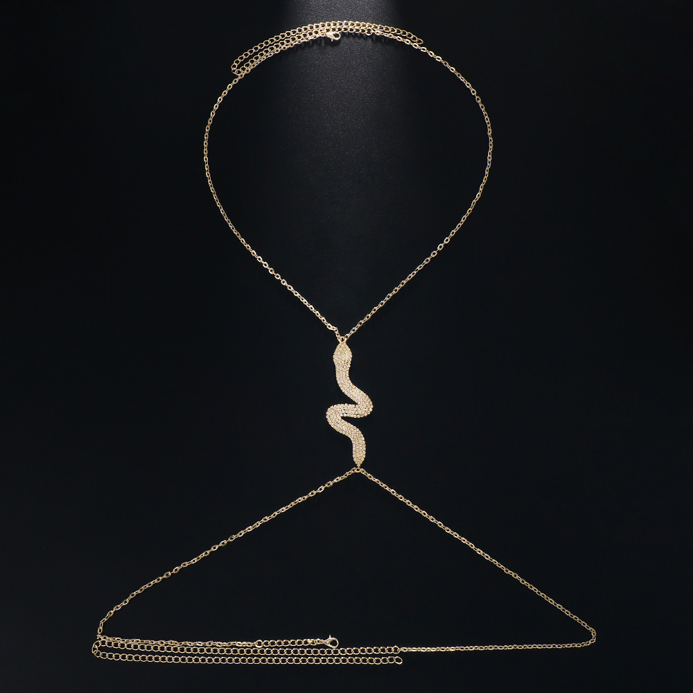 Other Sexy Snake Chest Chain Necklace Harness Jewelry for Women Metal Body Chain Bikini Crystal Clothing Accessories Decor 221008
