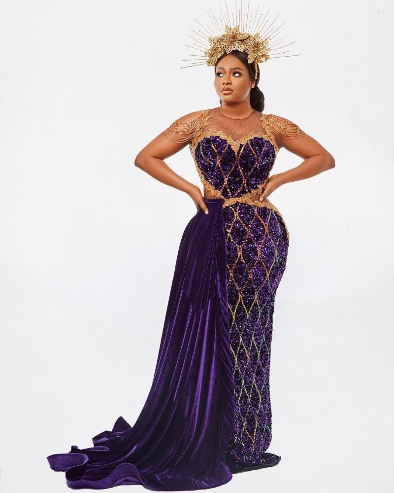 Party Dresses Luxurious Purple Sequin Evening Gown Gold Fringe Appliqued Prom Dress Long Tulle Straight Strap With Suede Train, Black
Party Dresses Luxurious Purple Sequin Evening Gown Gold Fringe Appliqued Prom Dress Long Tulle Straight Strap With Suede Train, Black