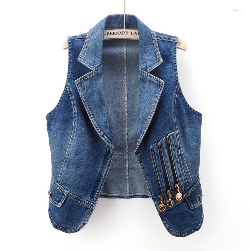 Women's Vests Spring Autumn Korean Slim Suit Collar Zipper Short Denim Vest Women Vintage Sleeveless Jacket Ladies Jeans Waistcoat Tops, Blue
Women's Vests Spring Autumn Korean Slim Suit Collar Zipper Short Denim Vest Women Vintage Sleeveless Jacket Ladies Jeans Waistcoat Tops, Blue