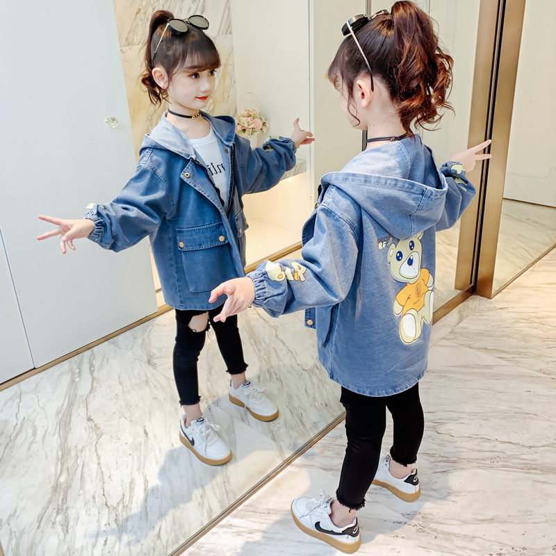 Jackets Children s Clothes Girls Denim Jacket Fashion Style Hooded Tops Little Spring and Autumn Kids Jean for 221010