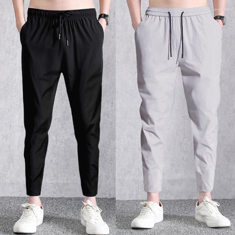 Men's Pants Summer Casual Men Solid Ice Silk Ninth Drawstring Elastic Waist Pencil 2022 Clothing Quick Dry, Gray 1
Men's Pants Summer Casual Men Solid Ice Silk Ninth Drawstring Elastic Waist Pencil 2022 Clothing Quick Dry, Gray 1