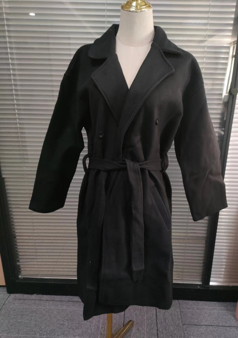 Women's Wool Blends Women's Autumn and Winter Temperament Mid-length Thick Woolen Long-sleeved Women's Jacket Trend Red Fashionable Woo