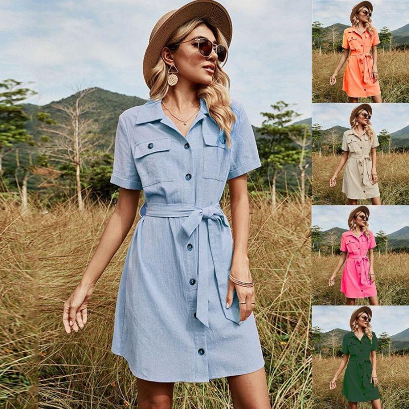 Casual Dresses Office Work Shirt Dress Female Short Sleeve Solid Pocket Sashes Elegant Women Summer A-line 2022, Green
Casual Dresses Office Work Shirt Dress Female Short Sleeve Solid Pocket Sashes Elegant Women Summer A-line 2022, Green