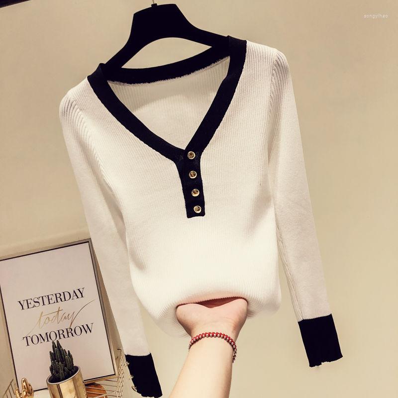 Women's Sweaters White Knit Coat Button Pullover Low V Collar Women Sweater Women's T-shirt For Girl Pull Slim Top Cloth Shirt Clothes, Black
Women's Sweaters White Knit Coat Button Pullover Low V Collar Women Sweater Women's T-shirt For Girl Pull Slim Top Cloth Shirt Clothes, Black