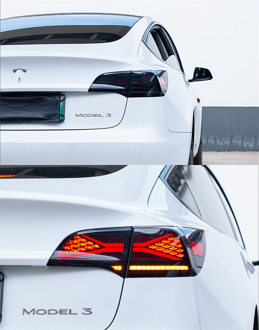 Car Lights For Tesla Model 3 Model Y LED Dynamic Turn Signal Tail Light With Sequential Animation Reversing Brake Taillights