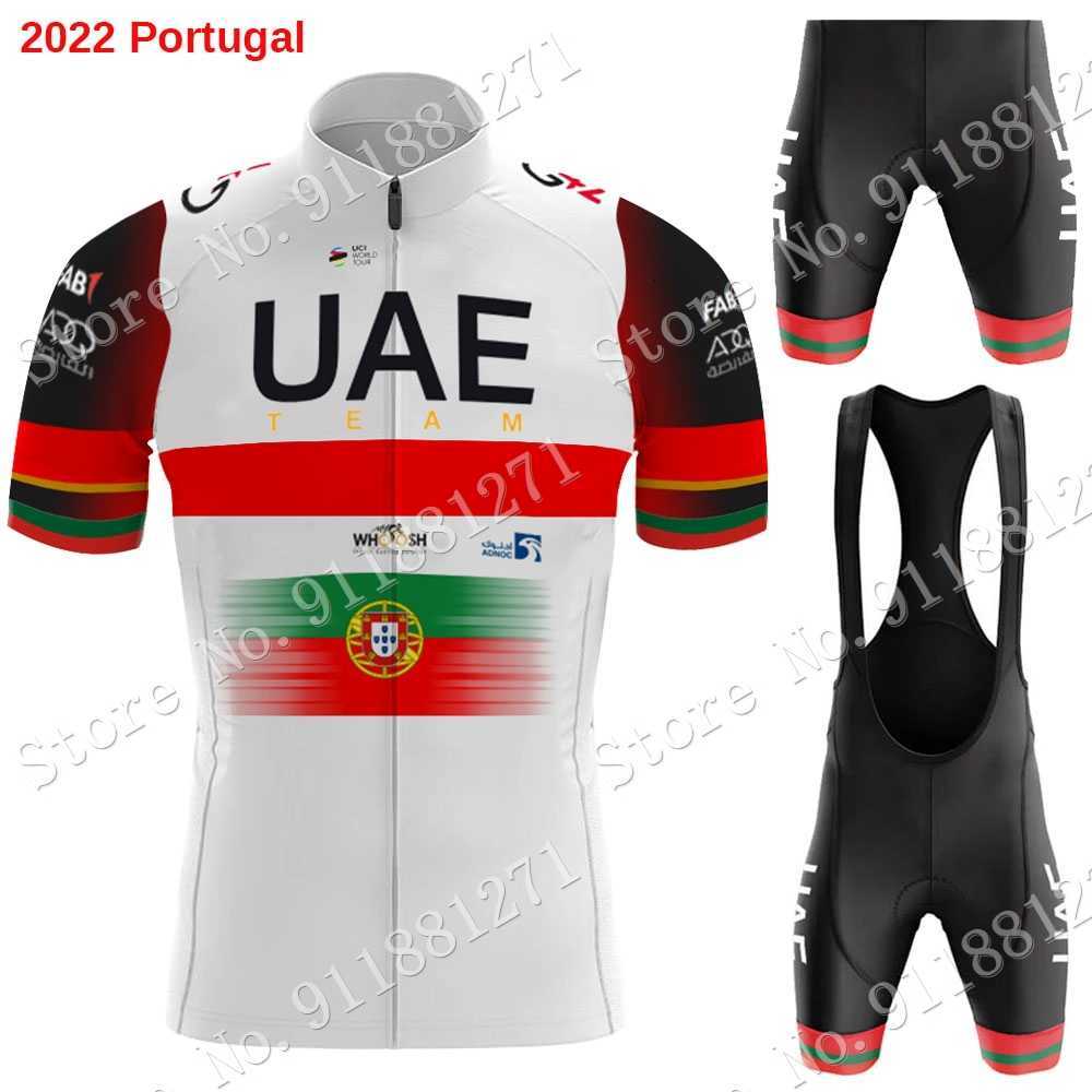 Cycling Jersey Sets 2022 UAE Portugal Cycling Jersey Set Men Summer Clothing Road Bike Shirts Suit Bicycle Bib Shorts MTB Maillot Ropa Culotte