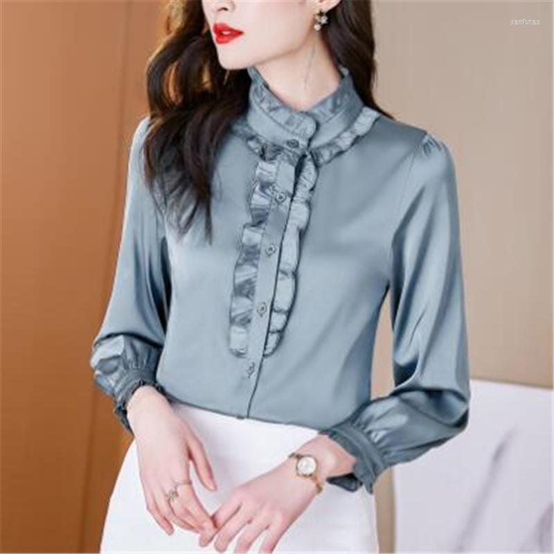 Women's Blouses Collar Ruffled Blouse For Women Chiffon Shirt Solid Vintage Ear Edge Long Sleeve Top Female Button Stand Neck Basic, Red
Women's Blouses Collar Ruffled Blouse For Women Chiffon Shirt Solid Vintage Ear Edge Long Sleeve Top Female Button Stand Neck Basic, Red