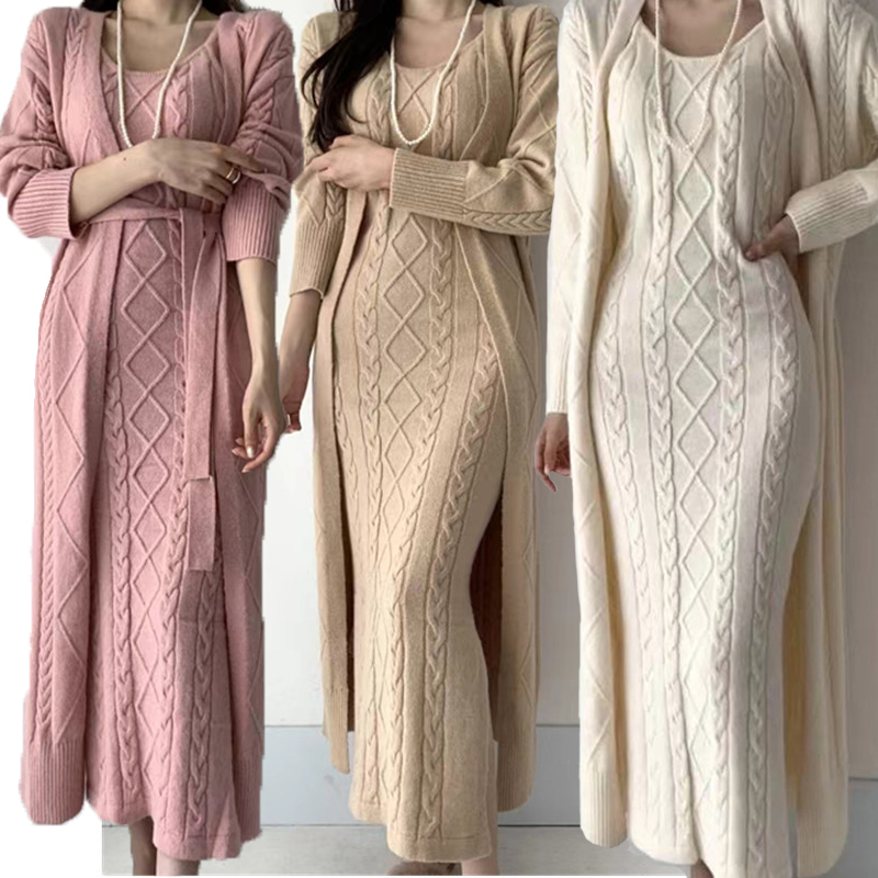 Two Piece Dress Winter Women Knitted 2 Pieces Set Casual Long Coat Solid Sleeve Sweater Knitted 2PCS Suits Warm 221010, Pink
Two Piece Dress Winter Women Knitted 2 Pieces Set Casual Long Coat Solid Sleeve Sweater Knitted 2PCS Suits Warm 221010, Pink