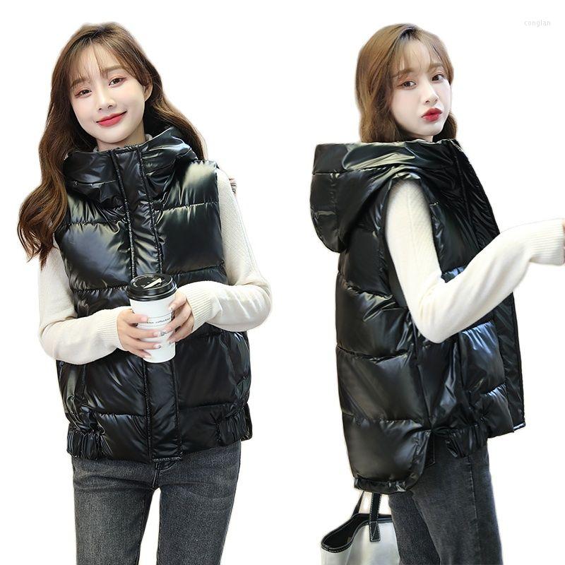 Women's Vests Hooded Women Sleeveless Jacket Solid Cotton Padded Ladies Casual Winter Vest Zipper Shinny Quilted Black Waistcoat, Silver
Women's Vests Hooded Women Sleeveless Jacket Solid Cotton Padded Ladies Casual Winter Vest Zipper Shinny Quilted Black Waistcoat, Silver