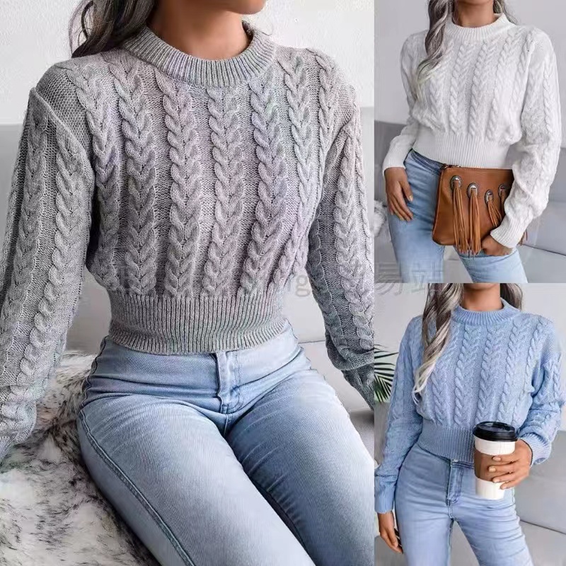 Women's Sweaters Three colors winter knitting Round neck undershirts Long sleeve slim Solid color pullover SHORT TOP, Gray
Women's Sweaters Three colors winter knitting Round neck undershirts Long sleeve slim Solid color pullover SHORT TOP, Gray