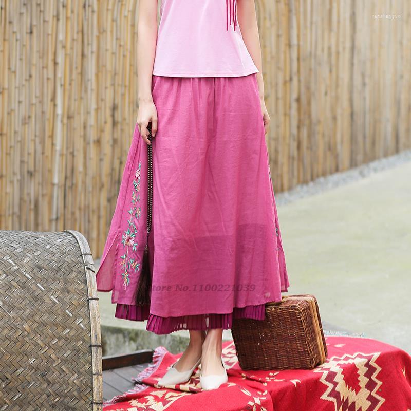 Ethnic Clothing 2022 Chinese Harajuku Women Long Skirt Flower Embroidery Elastic Waist Elegant Folk Dance Suit National Retro
Ethnic Clothing 2022 Chinese Harajuku Women Long Skirt Flower Embroidery Elastic Waist Elegant Folk Dance Suit National Retro