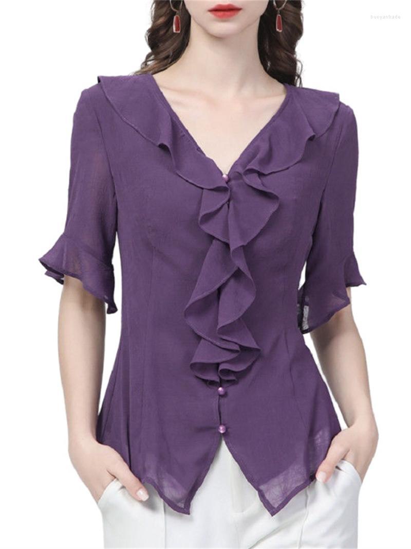 Women' Blouses Women' & Shirts Women Spring Summer Lady Fashion Casual Short Sleeve Ruffles V-Neck Collar Solid Color Blusas Tops, Purple
Women' Blouses Women' & Shirts Women Spring Summer Lady Fashion Casual Short Sleeve Ruffles V-Neck Collar Solid Color Blusas Tops, Purple