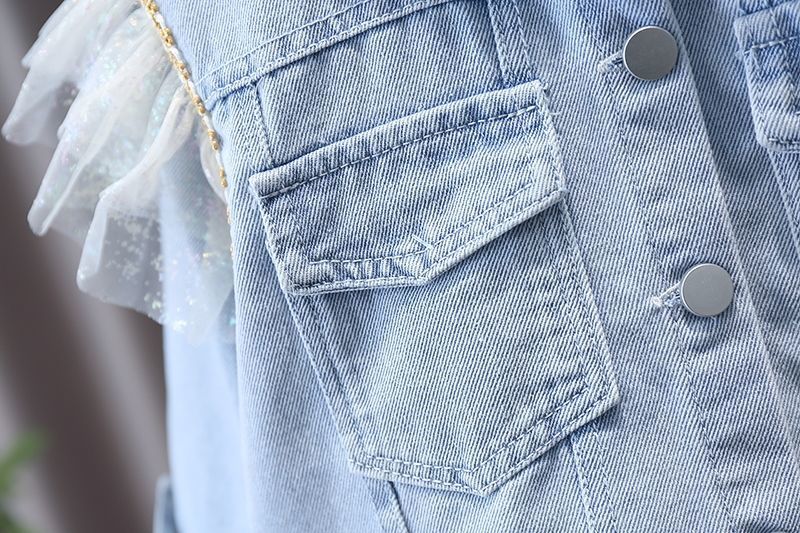 Jackets Spring Girls Coat denim jacket lace bow tie kids for girls Coats Toddler Outerwear Birthday Gift Kids cowboy 221010