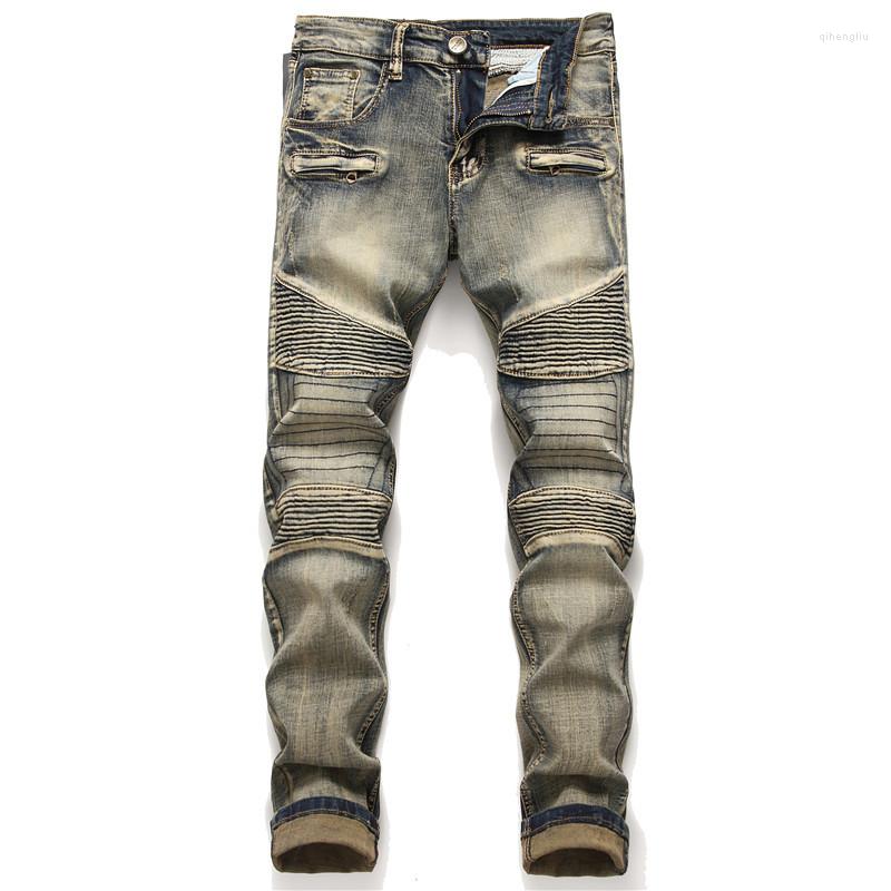 Men's Jeans Retro Stitching Fashion Slim Pleated Stretch Denim Hip Hop Biker Pants Men's Clothing, Blue
Men's Jeans Retro Stitching Fashion Slim Pleated Stretch Denim Hip Hop Biker Pants Men's Clothing, Blue