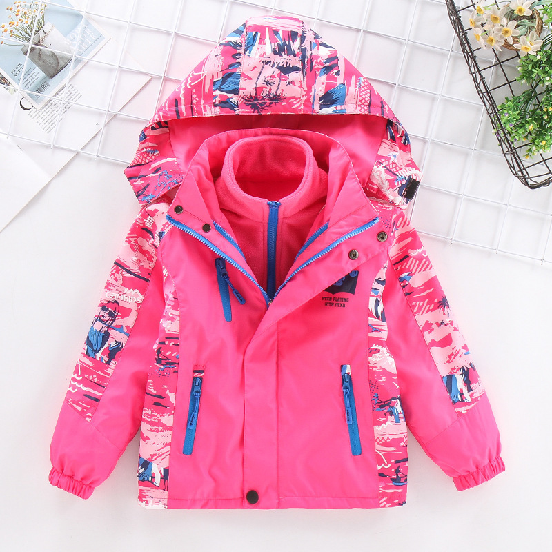 Jackets a cap detachable girls trench coat remove ski wear foreign trade clothing middle aged children s jacket 6 12 years old 221010