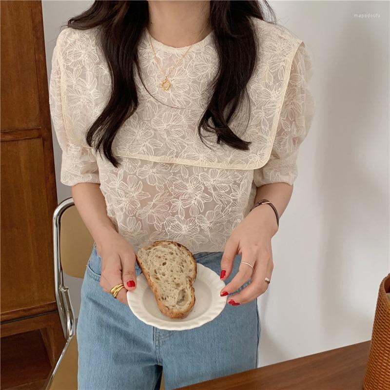Women's T Shirts Women's Clothes Summer Chic Elegant Navy Style Lapel Embroidery Lace Tshirts Gentile Half Sleeves Girls Loose Korean, Apricot
Women's T Shirts Women's Clothes Summer Chic Elegant Navy Style Lapel Embroidery Lace Tshirts Gentile Half Sleeves Girls Loose Korean, Apricot