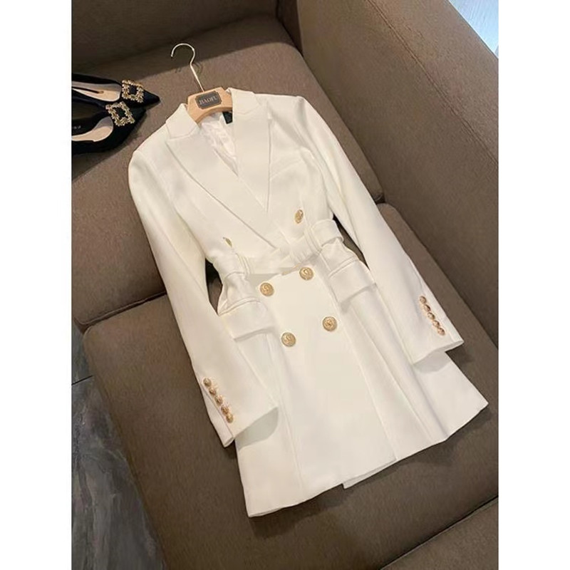 Designer womens Dress omen middle long waist dresses letter jackets loose letter button sexy