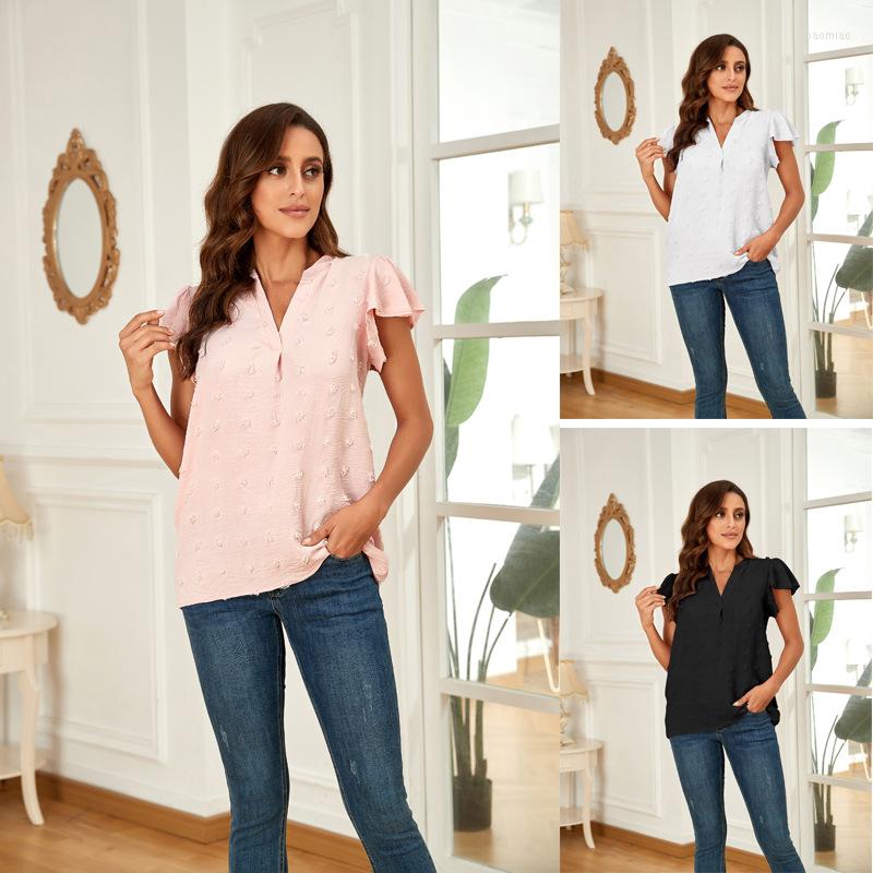 Women' T Shirts Woman Tshirts Women Summer Chiffon Shirt Short-sleeved V-neck Pleated Jacquard Tops Fashion Clothing, White
Women' T Shirts Woman Tshirts Women Summer Chiffon Shirt Short-sleeved V-neck Pleated Jacquard Tops Fashion Clothing, White