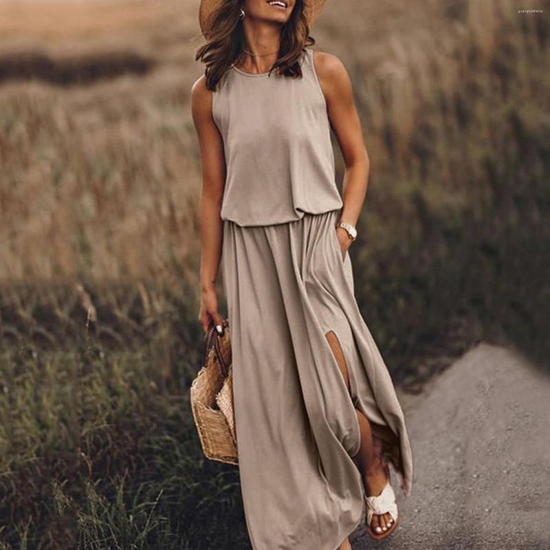 Casual Dresses 2022 Summer Women Beach Ladies Solid Sleeveless Fork Opening Long Dress Female Clothing Loose Leisure, Blue
Casual Dresses 2022 Summer Women Beach Ladies Solid Sleeveless Fork Opening Long Dress Female Clothing Loose Leisure, Blue