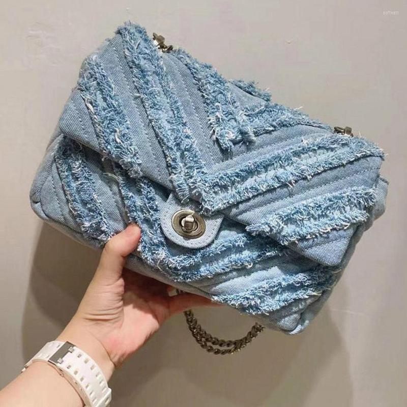 Evening Bags Broken Edge Denim Shoulder Women Designer Metal Chain Handbags Ladies Luxury Crossbody Messenger Bag Female Solid Purses, Blue
Evening Bags Broken Edge Denim Shoulder Women Designer Metal Chain Handbags Ladies Luxury Crossbody Messenger Bag Female Solid Purses, Blue