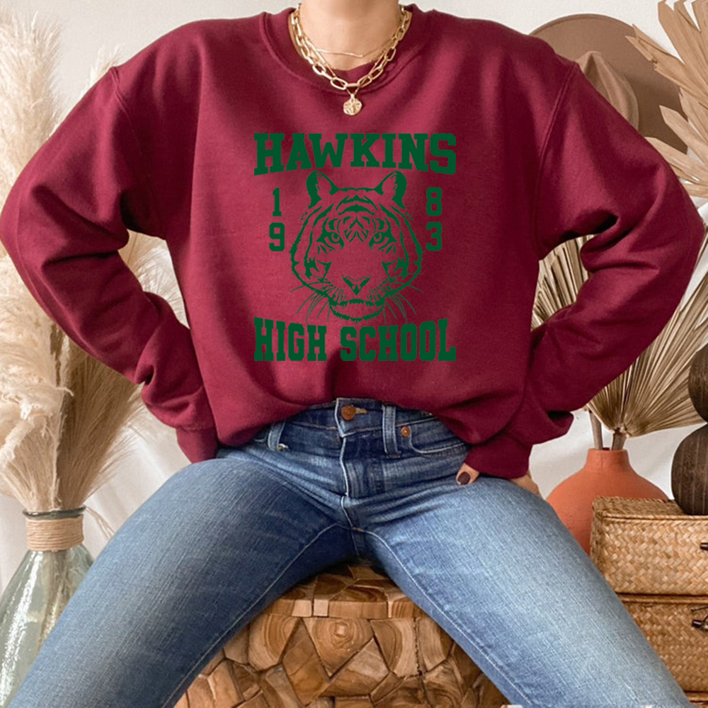 Womens Hoodies Sweatshirts Vintage Hawkins High School Sweatshirt Stranger Things Inspired Sweatshirts Men Women Streetwear Hoodie Hawkins Class of 19