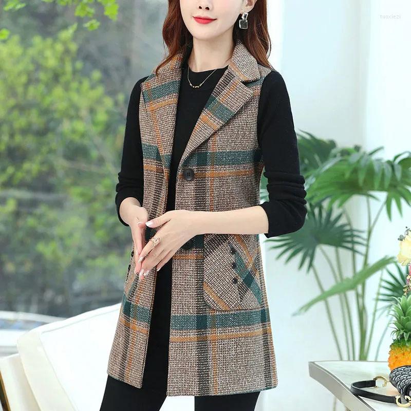 Women's Vests Female Plaid Vest Jacket Spring Autumn Long Waistcoat Suit Collar Middle-Aged Women's Loose Casual Sleeveless Woolen Coats, Khaki
Women's Vests Female Plaid Vest Jacket Spring Autumn Long Waistcoat Suit Collar Middle-Aged Women's Loose Casual Sleeveless Woolen Coats, Khaki