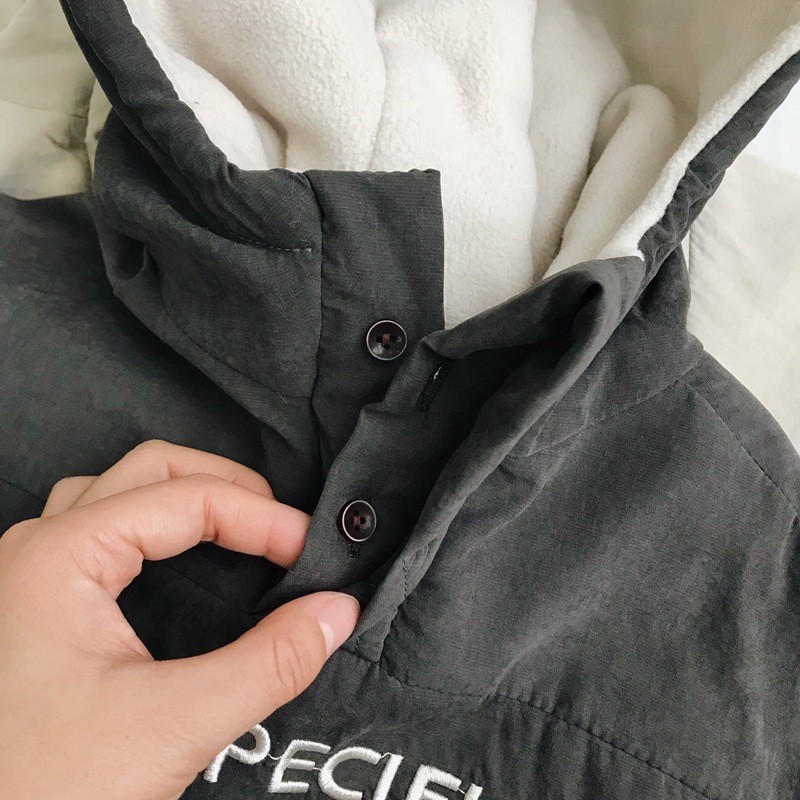 Jackets Winter Kids Clothes Boys Girls Parkas Velvet Hooded Letter Printed Beige Gray Coat Baby Thick Outerwear 221010