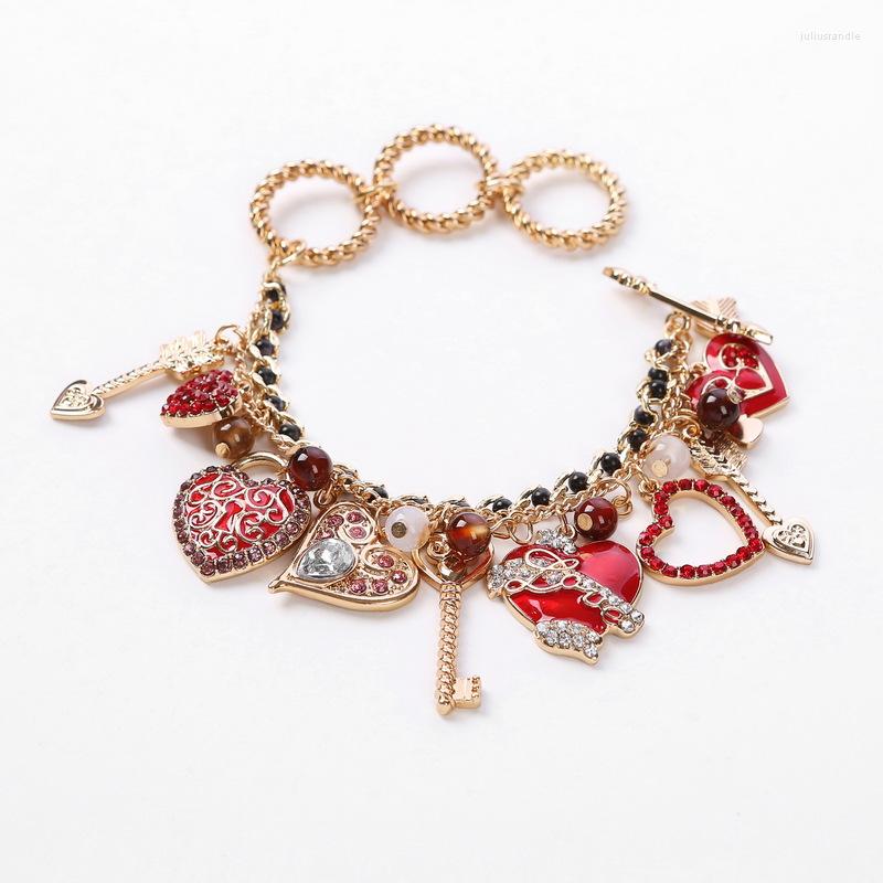 Link Bracelets Key For Women Arrow Peach Heart Red Crystal Zircon Female Wedding Engagement Jewelry
Link Bracelets Key For Women Arrow Peach Heart Red Crystal Zircon Female Wedding Engagement Jewelry