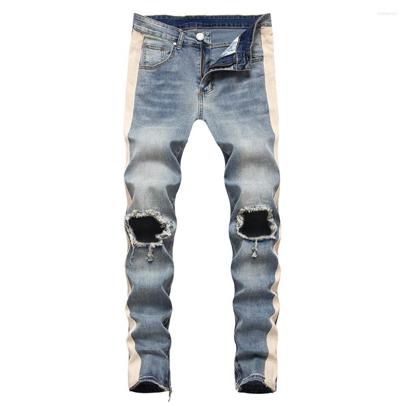 Men's Jeans Men's Side Stripe Big Holes Ripped Streetwear Ankle Zipper Slim Skinny Stretch Denim Pencil Pants Trousers Blue Black
Men's Jeans Men's Side Stripe Big Holes Ripped Streetwear Ankle Zipper Slim Skinny Stretch Denim Pencil Pants Trousers Blue Black
