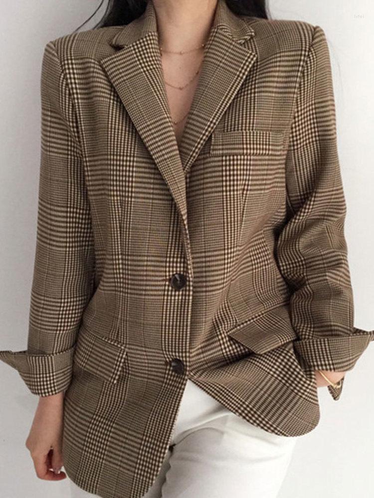 Women's Suits Vintage Contrast Color Suit Women Loose Blazer Jacket Single Breasted Double Pocket Design Long Sleeved Clothes 2022 Autumn, Picture color
Women's Suits Vintage Contrast Color Suit Women Loose Blazer Jacket Single Breasted Double Pocket Design Long Sleeved Clothes 2022 Autumn, Picture color