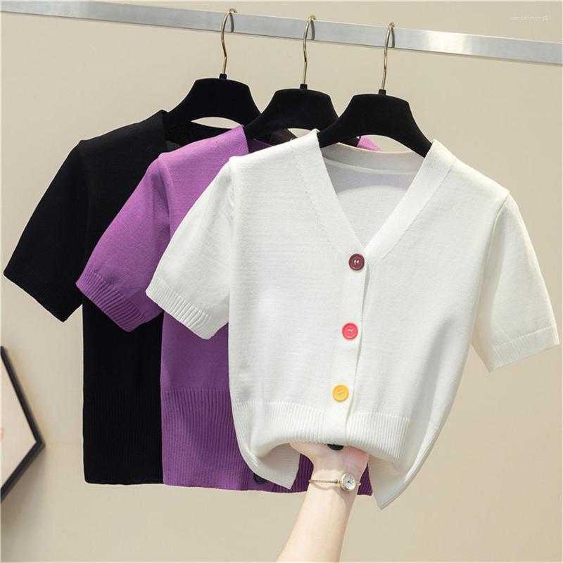 Women's Knits Fashion Pull Femme Button Knitted Cardigan Sweater Women 2022 Summer Short Sleeve White Black V Neck Sweaters Crop Tops
Women's Knits Fashion Pull Femme Button Knitted Cardigan Sweater Women 2022 Summer Short Sleeve White Black V Neck Sweaters Crop Tops