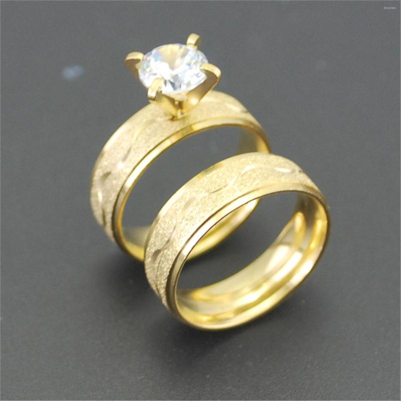 Wedding Rings 6mm Gold Color Stainless Steel Couple Ring For Men And Women With Zircon Diamond Engagement Wholesale Lovers' Jewelry
Wedding Rings 6mm Gold Color Stainless Steel Couple Ring For Men And Women With Zircon Diamond Engagement Wholesale Lovers' Jewelry