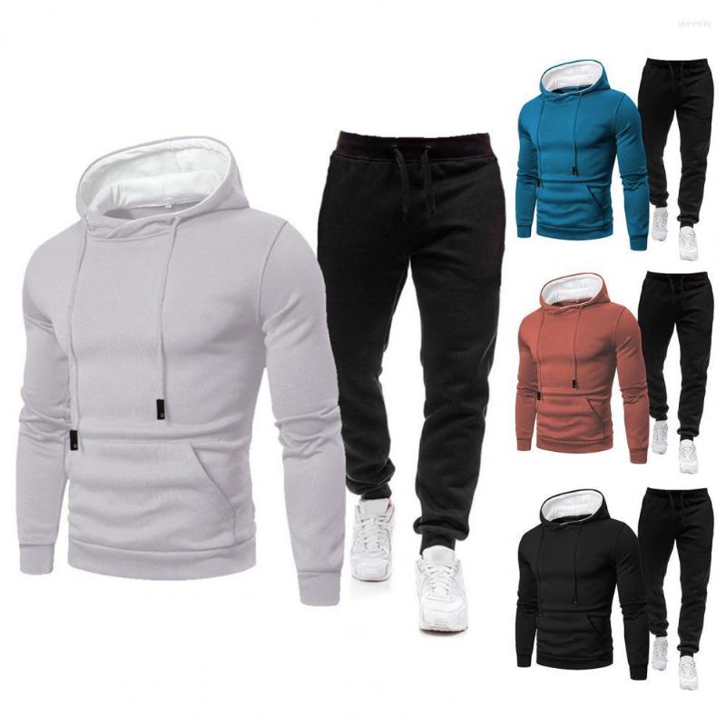 Men's Tracksuits 2 Pcs/Set Men Tracksuit Great Soft Hoodie Suit Sports Spring, Beige